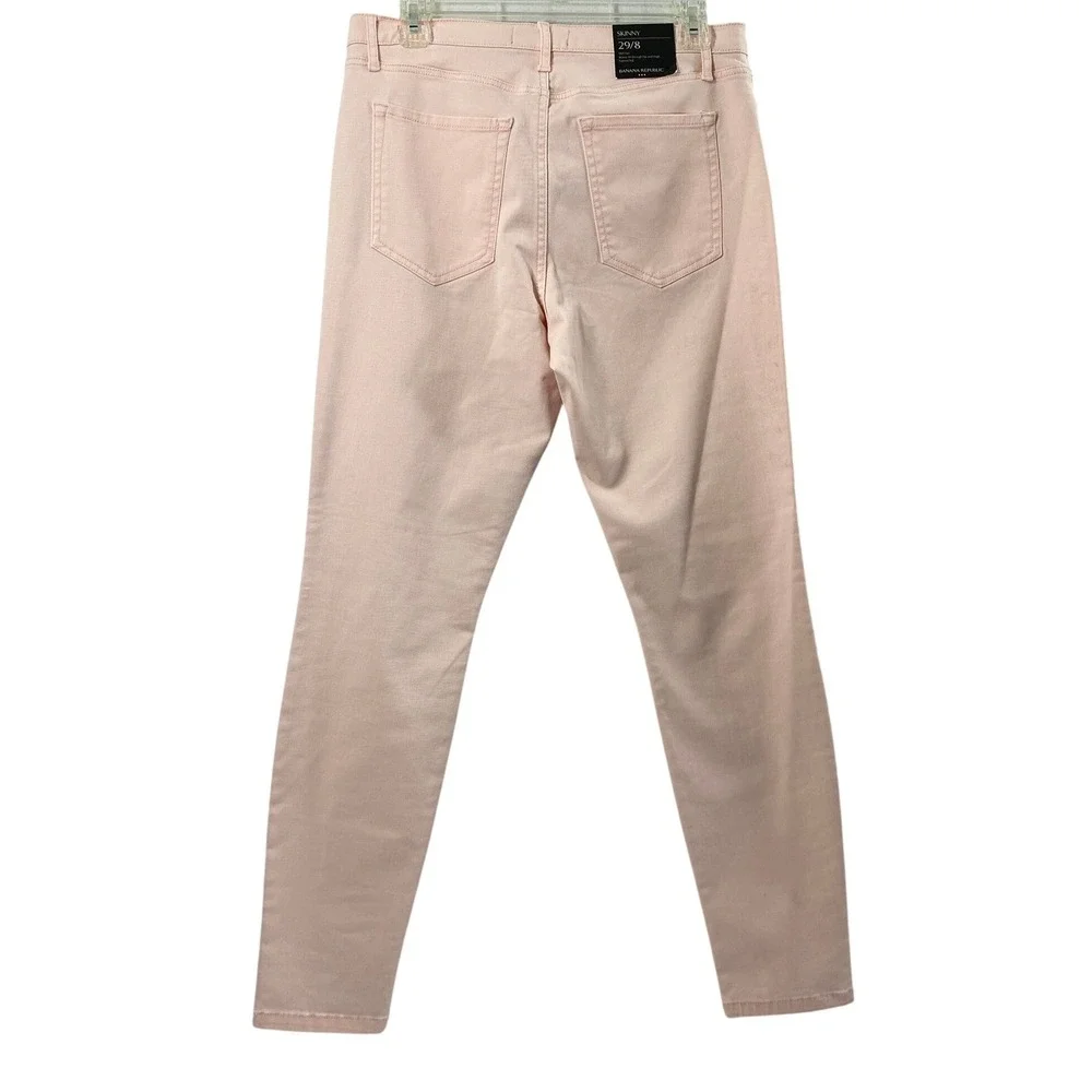 Banana Republic Jeans Womens 8 Mid Rise Pink Denim Skinny‎ Pastel Pants Stretch